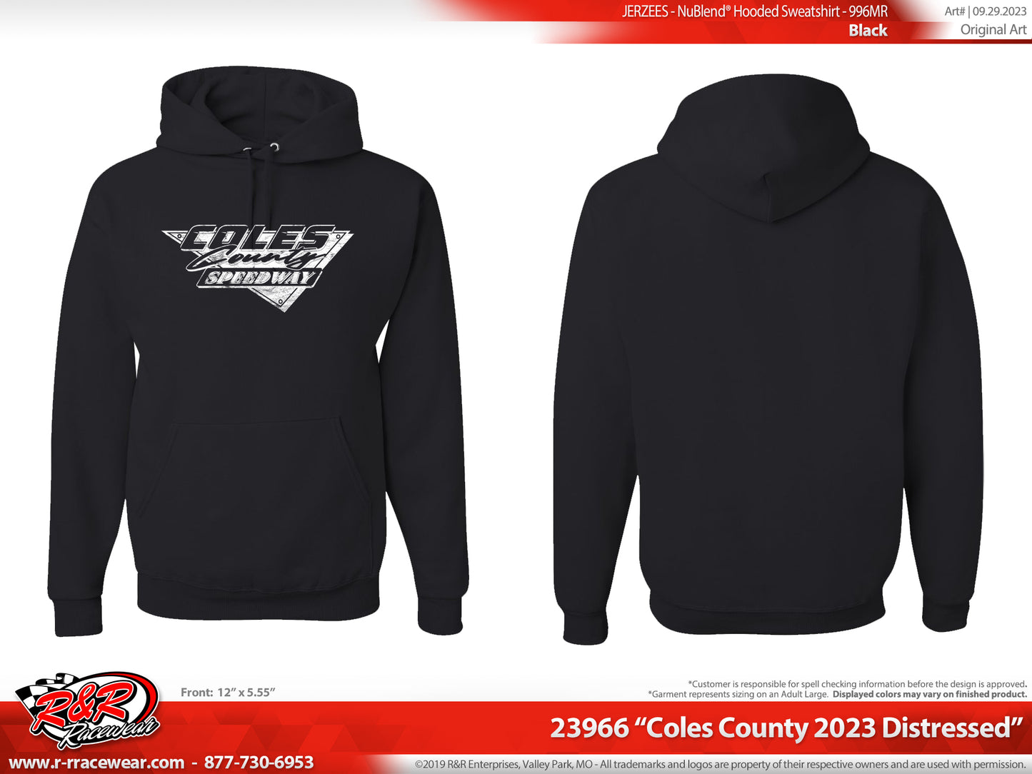 Coles County Black hoodie- distressed