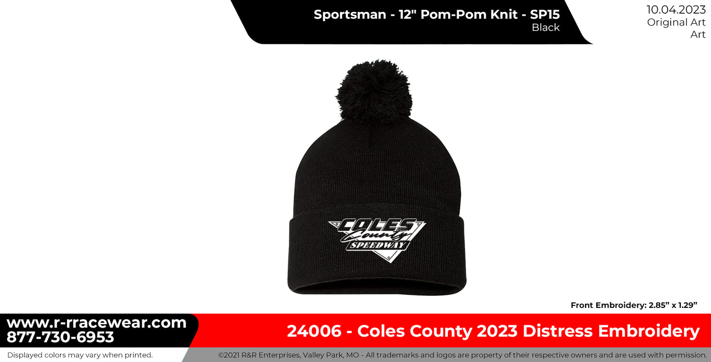 Black pom-pom stocking cap