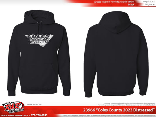 Coles County Black hoodie- distressed