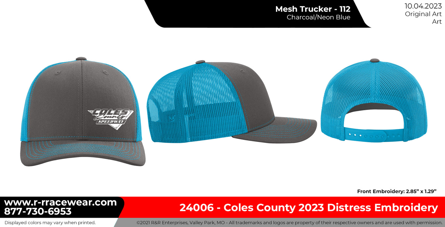 Trucker Hat- Charcoal/Neon Blue